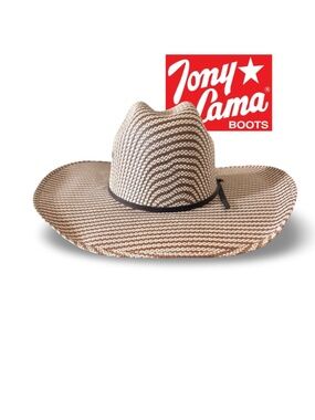 🤠 Tony Lama 25X Premium Striped Straw Cowboy Hat • Size 6 7/8  • NWOT